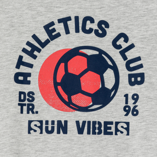 تيشيرت بأكمام قصيرة بمظهر رياضي، رمادي اللون للأولاد